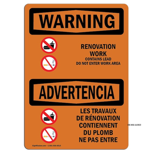 Sign, 18" H, Rigid Plastic, International-OSHA-Construction-Sign-OWI-13027-FRENCH1000, Landscape